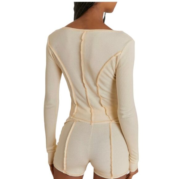 Urban Outfitters Out From Under Sweet Dreams Seamed Henley Top - Picture 4 of 8